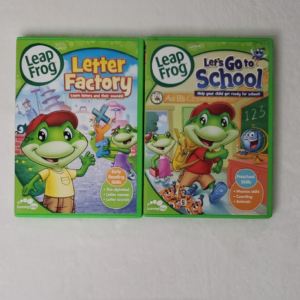 Leap Frog Early Learning Videos Educational Set of 2 DVD's Letters School